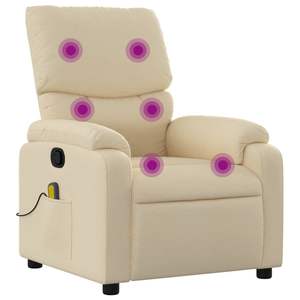 Fauteuil inclinable en tissu polyester crème avec structure en métal et contreplaqué, fauteuil de massage confortable - Product Image 2