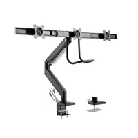 Ressort à gaz en aluminium Triple hauteur réglable Multi Three Long 3 bras de support de moniteur avec poignée pour pince de bureau