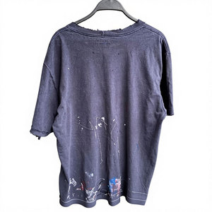 T-shirt uni style streetwear personnalisé avec logo vieilli, coupe droite, 100 % coton, design fuselé pour homme, haute qualité, anti-plis - Product Image 2