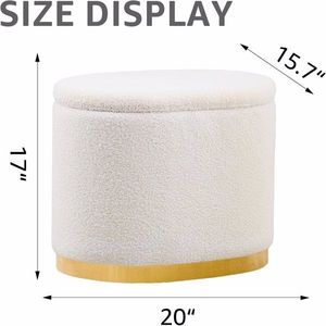 Pouf Contenitore Rotondo Imbottito con Coperchio a Ribalta, Base in Metallo Multifunzionale, Tavolino Laterale, Sgabello per Ingresso e Palestra - Product Image 5