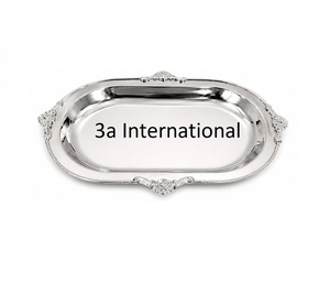 Ensemble de deux plateaux de service en métal finition argentée, utilisés dans les hôtels, les restaurants, les cafés et à la maison, pour servir du chocolat. - Product Image 3