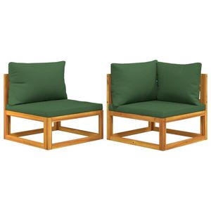 Conjunto de sofás de jardín de madera maciza de acacia con cojines verdes Colección de madera natural - Product Image 2
