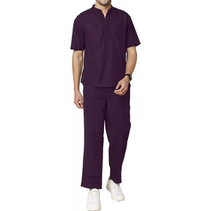 Uniformes Médicos de Verano Color Morado OEM, Elegantes Uniformes de Hospital para Doctores, Algodón Poliéster Unisex, Conjuntos Personalizados - Product Image 2
