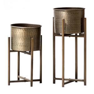 Support de plantes en métal minimaliste avec pots, lot de 2, supports de plantes sur pied, pots de fleurs avec support en fer pour salon, balcon - Product Image 5