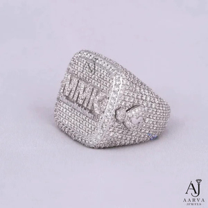 925 Sterling Silver Radiant Cut Moissanite Hip Hop Wedding Band Pave Set Custom <b>Name</b> <b>Ring</b> for Unisex - Product Image 3