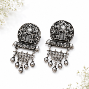 Wholesale Tibetan Silver Taj Mahal Drop Earrings Vintage Ethnic Dangle Women's Antique Silver-Plated Brass for Anniversary - Product Image 1