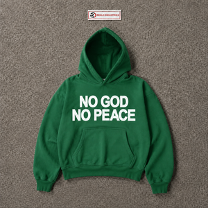 Green No God No Peace Graphic Hoodie Oversized Streetwear Pullover Sweatshirt Unisex Men <b>Women</b> Casual Fashion Hooded <b>Top</b> Bold - Product Image 5