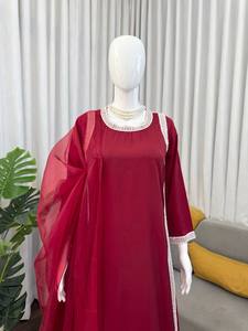 Conjunto de Salwar Kameez Bordado para Mujer, Top Elegante, Palazzo, Dupatta, Traje para Fiesta o Boda, India, Pakistán - Product Image 2
