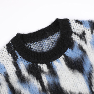 Custom <b>Men's</b> Floral Pattern Breathable Front Logo Mohair <b>Cardigan</b> Premium Wool Blend Casual Autumn Zipper Closure Full Sleeve - Product Image 2