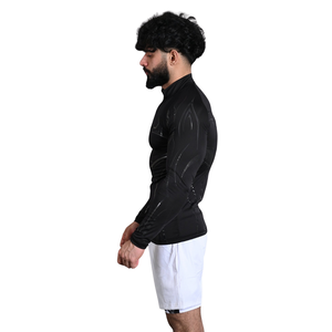 Custom Mens <b>Black</b> Graphic Quarter Zip <b>Long</b> <b>Sleeve</b> Compression Shirt Slim <b>Gym</b> Training <b>Top</b> Athletic Sportswear Fitness Base Layer - Product Image 4