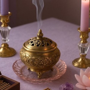 Brass Loban Burner with Antique Finish for <b>Home</b> Pooja and Daily Prayer Rituals - Product Image 3