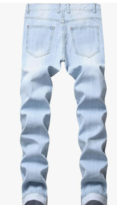 Jeans ajustados rotos y desgastados para hombre, pantalones casuales de mezclilla con efecto destruido, a la moda - Product Image 4
