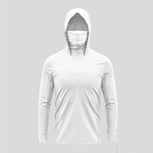 เสื้อเชิ้ตตกปลาแขนยาวมีฮู้ดสำหรับผู้ชาย ป้องกันแสงแดด UPF 50 แห้งเร็ว สีพื้น แบบสวมหัว - Product Image 2