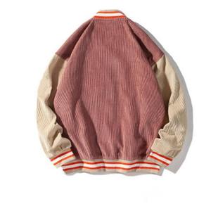 Chaqueta Varsity de Lana Rosa para Hombre, Transpirable, con Exterior de Poliéster/Algodón en las Mangas, Cuello y Puños a Rayas, Corte Regular, Informal para Invierno - Product Image 2