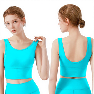 Gray Seamless Sports <b>Bra</b> With <b>Wide</b> <b>Straps</b> And Design For Women Workout Fitness Wear - Product Image 3