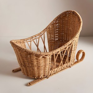 Rattan santa sleigh table top display centerpiece <b>christmas</b> ornaments hand-weaving decor sleighs - Product Image 1