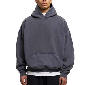 Sweat à capuche de haute qualité en coton 100% avec effet délavé à l'acide, fermeture éclair et broderie vieillie - Product Image 1