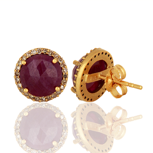 Pendientes de Oro Amarillo de 18k con Rubí, Diseño Minimalista, 1.52g, Última Tendencia, Directo de Fábrica - Product Image 2