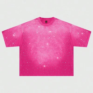 เสื้อยืดลายใหม่ประดับเพชรเทียมสำหรับผู้ชาย แฟชั่นสตรีทแวร์ พิมพ์ลายตามสั่ง เสื้อยืดคอวีประดับเพชรเทียม - Product Image 4