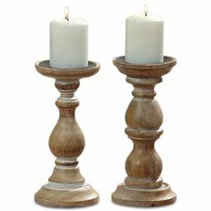 Rustic Farmhouse Wooden Candle Stand <b>Set</b> of 3 Vintage Pillar Candlesticks Holder for Living Room Christmas Party Candle Pillar - Product Image 5