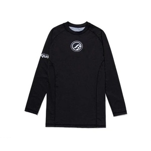 Conjunto de Camiseta de Manga Larga y Pantalones Cortos para Artes Marciales Mixtas Ataque, Negro con Rayas Blancas, Unisex para Adultos, Absorbe la Humedad - Product Image 3
