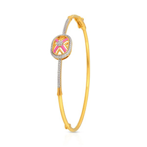 Bracelet Halo en Diamants Rose avec Centre Oval en Or Jaune et Design Géométrique Scintillant - Product Image 1