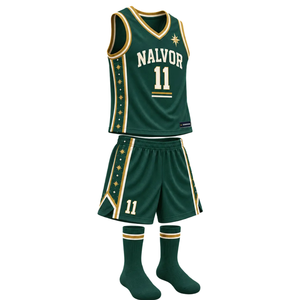 Conjunto de Uniforme de Baloncesto Personalizado para Hombre, Negro y Rojo, Jersey sin Mangas con Cuello en V y Pantalones Cortos con Diseño de Rayas, Nombre del Equipo y Número, Ropa Deportiva al Por Mayor - Product Image 1