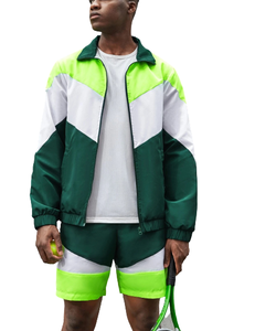 Nouvelle arrivée : Ensemble coupe-vent pour homme, style sport, colorblock, fermeture éclair, personnalisable - Product Image 1