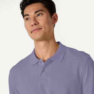 Polo de Algodón de Manga Corta para Hombre, Color Morado Sólido, Casual, Tejido Transpirable, Corte Regular - Product Image 2