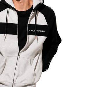 Custom Men <b>Full</b> <b>Zip</b> <b>Hoodie</b> Contrast Panel Style Drawstring Hood Fleece Sweatshirt Two Side Pockets Sport Casual Streetwear - Product Image 5