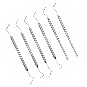 Ensemble de curettes dentaires manuelles en acier inoxydable avec poignée moletée, sondes parodontales pour usage clinique - Product Image 3