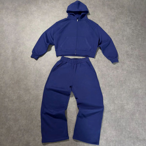 Ensemble sweat à capuche et pantalon de survêtement thermique d'hiver pour homme, personnalisé OEM/ODM, en molleton de coton épais 500 GSM, coupe ample et oversize - Product Image 3