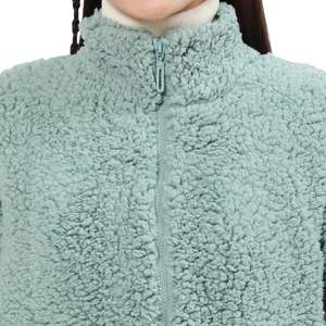 Chaqueta Sherpa Verde Menta para Mujer, Abrigo de Invierno Cálido, Sudadera de Forro Polar Azul Claro con Cierre y Bolsillos - Product Image 5