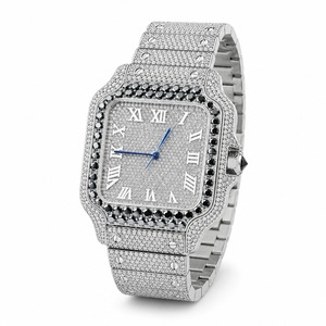 Reloj de Lujo Tonneau con Diamantes y Correa de Cuero, con Indicador de Fecha Analógico, Reloj de Pulsera para Hombre - Product Image 4