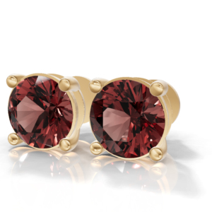 Heerani Jewels Natural Round Garnet 925 <b>Sterling</b> <b>Silver</b> Classic <b>Stud</b> Vermeil Rose Gold Unisex <b>Earrings</b> - Product Image 1