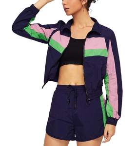 Ensemble short coupe-vent en nylon pour femme, tailles plus, vente en gros, fermeture éclair avant, taille élastique, imperméable, été BY BS 2026 - Product Image 5