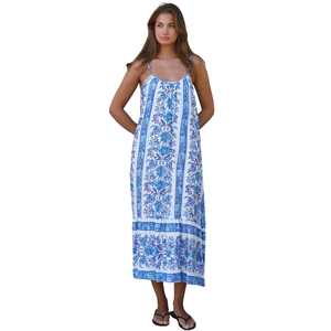 Vestido largo con cuello cuadrado para mujer, vestido festivo con estampado floral - Product Image 4