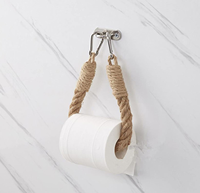 Support de papier toilette en corde pour rangement domestique, support en bois avec crochet, accessoires de décoration, porte-serviettes en papier