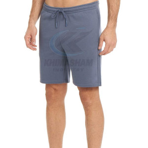 Shorts décontractés pour hommes en molleton de coton, couleur unie, logo sur le devant, fabriqués au Pakistan, haute qualité, respirants, séchage rapide, taille haute, fermeture à cordon. - Product Image 2