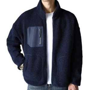 Veste en polaire sherpa noire personnalisée à fermeture éclair intégrale avec poche poitrine zippée et deux poches latérales – Manteau d'extérieur décontracté et confortable pour l'hiver – Vente en gros - Product Image 4