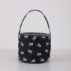 Popular fantasma esqueleto caramelo para bebé bolsa de regalo lienzo doble cara Rosa negro Halloween cubos Decoración - Product Image 5
