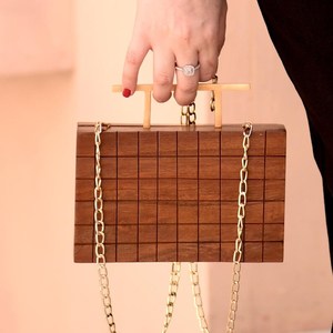 Bolso de Mano de Madera Natural, Hecho a Mano, de Lujo para Mujer, Elegante Bolso de Noche para Bodas y Fiestas - Product Image 6