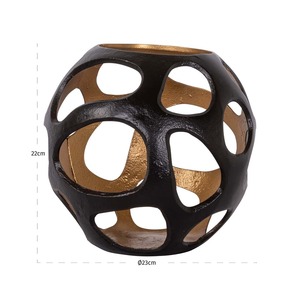 Black Iron <b>Lantern</b> With <b>Gold</b> Interior Openwork Design Heat Resistant Home Decoration - Product Image 3