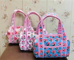 Mini <b>Duffle</b> <b>Bag</b> Handmade Quilted Cotton Fabric Floral Print Travel <b>Bag</b> <b>Women</b> <b>Small</b> Size Duffel Handbag Lightweight Weekend <b>Bag</b> - Product Image 4