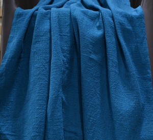 Solid <b>Blue</b> Rectangular Woven Throw <b>Blanket</b> with Tassels All-Season Home Use Simple Style Folded Wool Acrylic Material - Product Image 6
