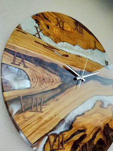 Yellow Epoxy Resin Wood <b>Wall</b> <b>Clock</b> Customization Simple Style Home <b>Decorative</b> <b>Wall</b> <b>Clock</b> for Best Selling - Product Image 2