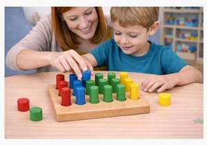 Juguete de Rompecabezas de Madera Montessori con Clavijas Redondas para Combinar Colores, para Actividades Educativas Infantiles, a Precio de Mayoreo - Product Image 2