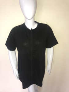 short sleeve Post Mastectomy Zip Up Shirts with <b>Drain</b> Pockets Surgery Recovery women tshirt - Product Image 2