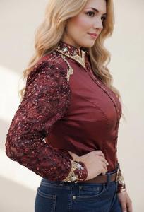 G N Export Women's <b>Sequin</b> Embellished Satin Long Sleeve Stage Performance <b>Pants</b> - Product Image 2