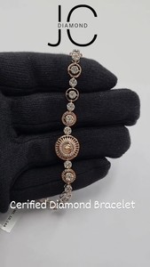 Bracelets élégants en or rose avec diamants naturels Collection éblouissante avec SI Clarity Brilliant Cut IGI Certified Jewelry - Product Image 5